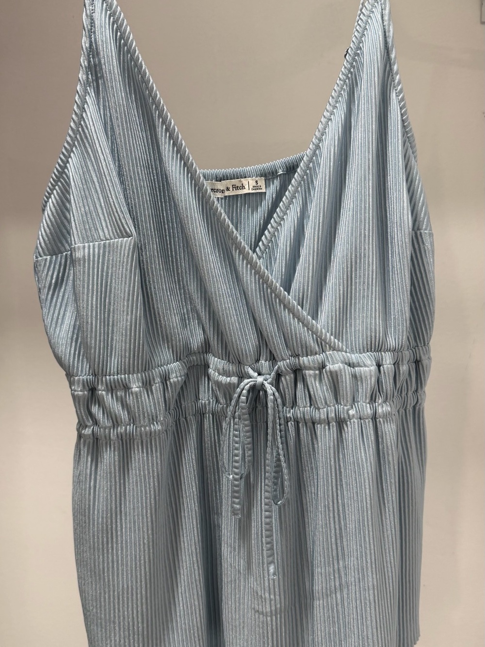 Abercrombie & Fitch Pale Blue Ribbed V-Neck Top